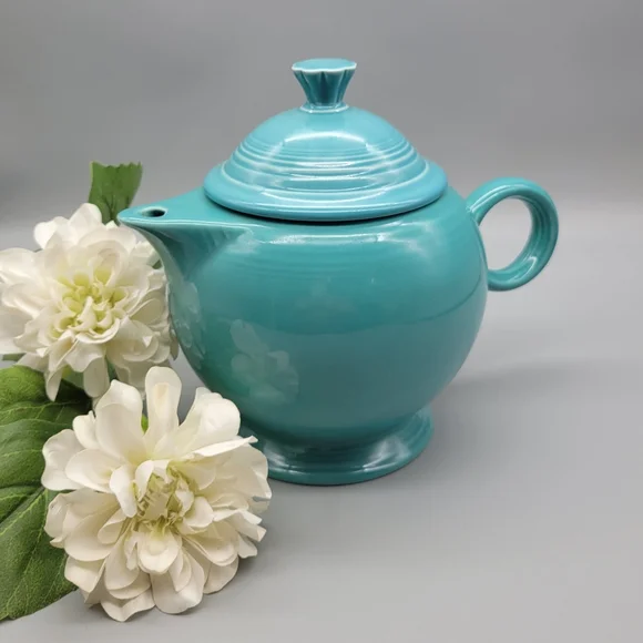Vintage Fiesta Ware Homer Laughlin Large Turquoise Teapot - Picture 9 of 9